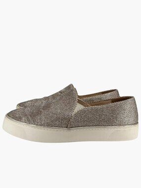 STUART WEITZMAN Nugget Metallic Slip On Flat Shoes - Silver/Gold - Size 10
